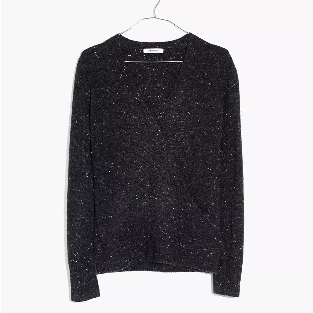 Madewell Donegal Black Wrap Sweater Size M